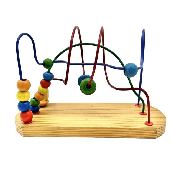 Developmental Wooden Bead Slider Maze Game 10.5 x 7 x 4 EUC - Picture 3 of 7